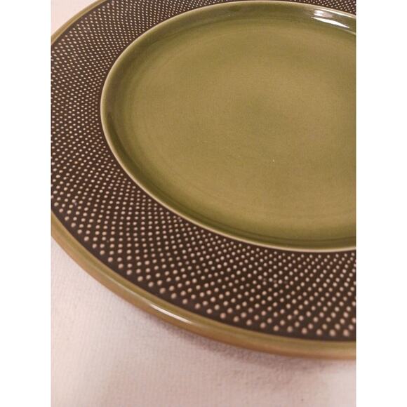 Fuji Iron Stone Chop Plate 10" Made in Japan Moss Green Textured Pattern Vintage - Picture 12 of 15